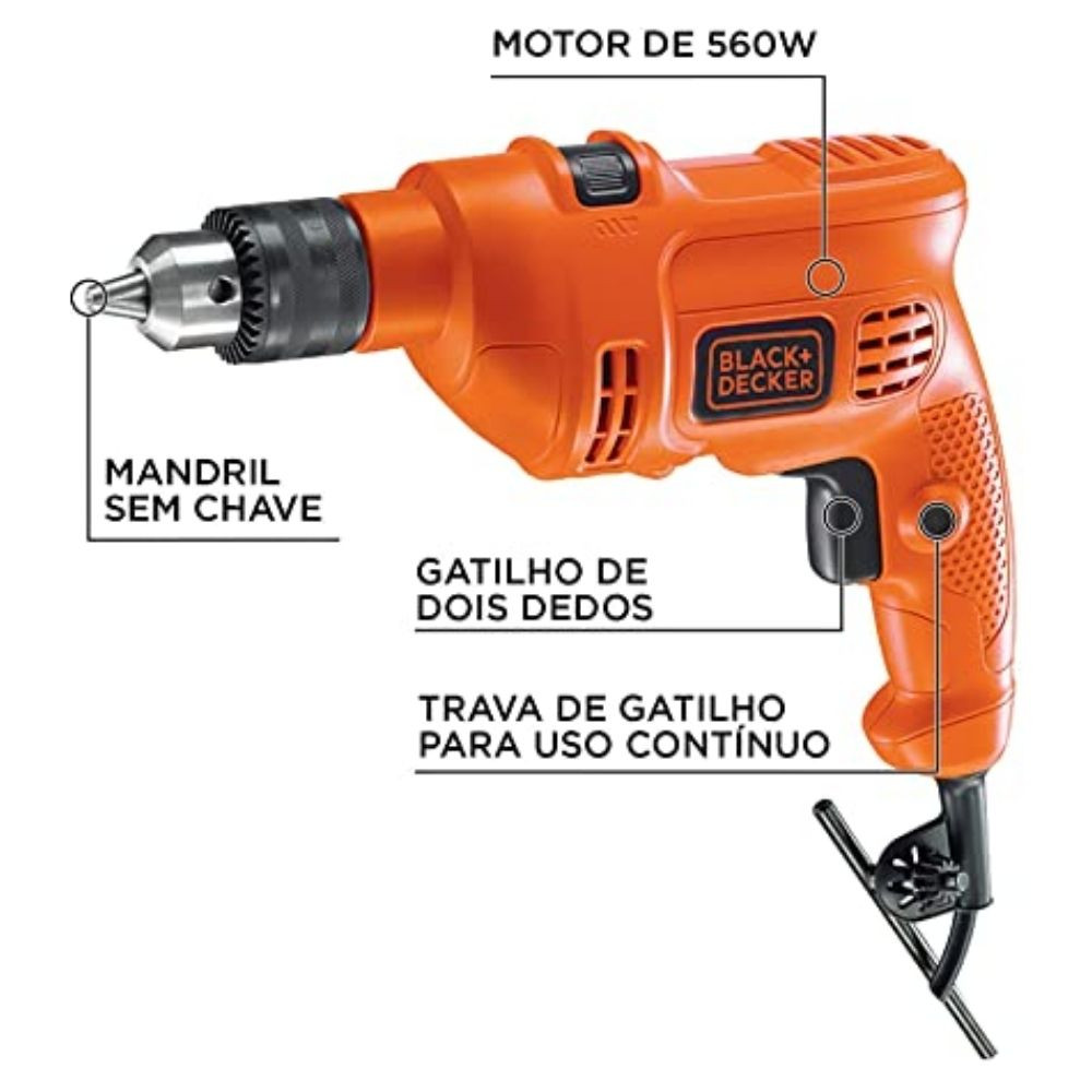 Furadeira Impacto 3/8 560W Black Decker