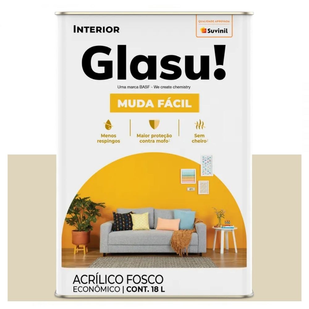 Tinta Econômica Muda Fácil Fosca Palha 18 Litros Suvinil Glasu