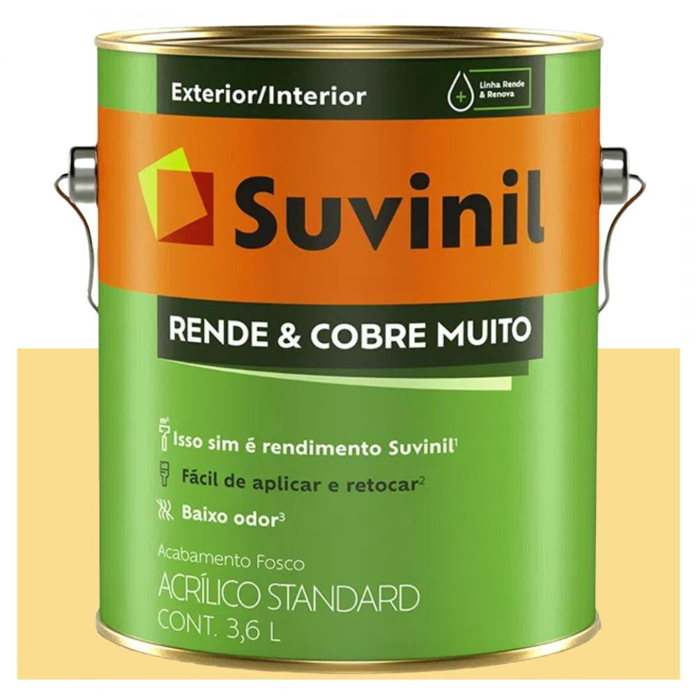 Tinta Rende E Cobre Muito Fosca Amarelo Canário 3,6L Suvinil
