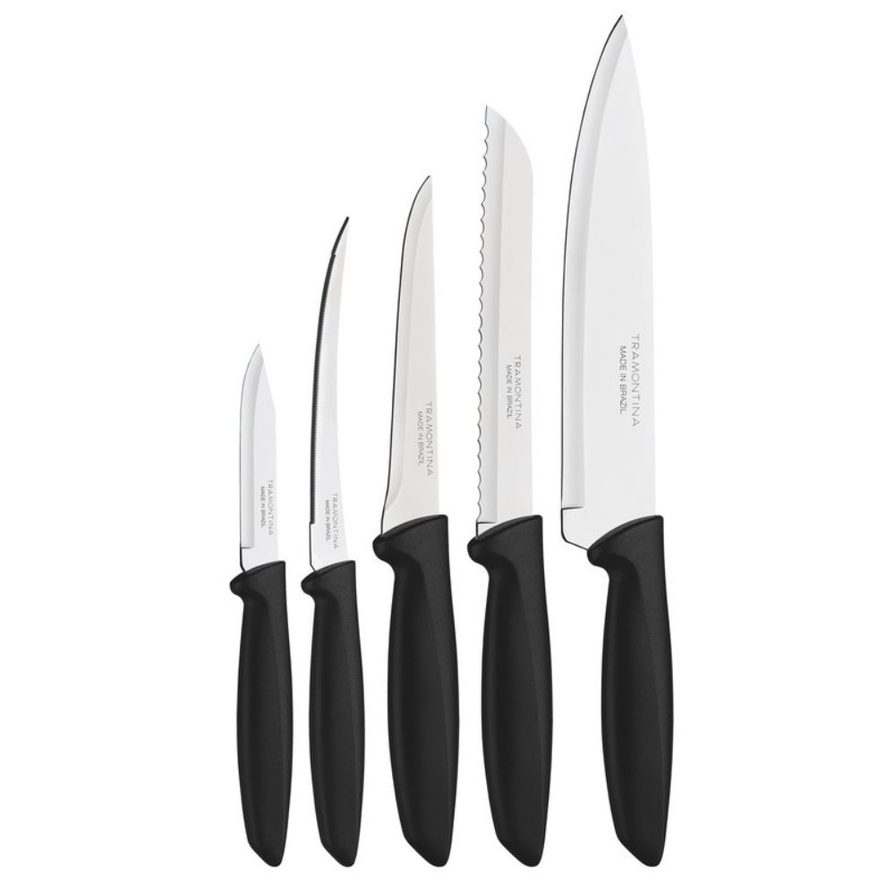 Jogo De Facas Plenus Inox Preta 5Pcs Tramontina