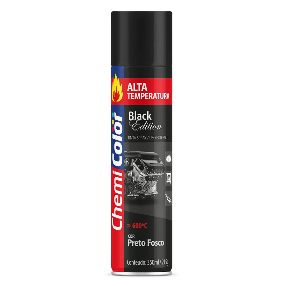 Tinta Spray Alta Temperatura Preto Fosco 400Ml Chemicolor