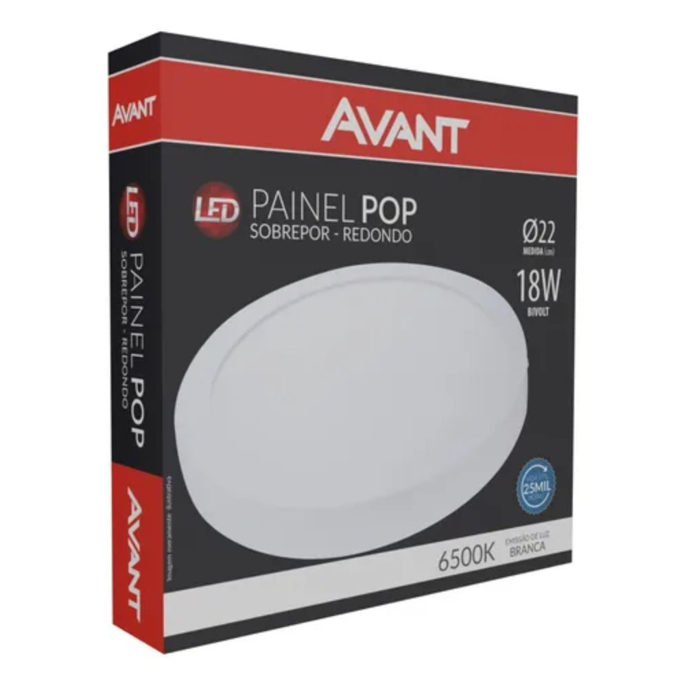 Plafon Pop Led Sobrepor Redondo 18W 6500K Avant