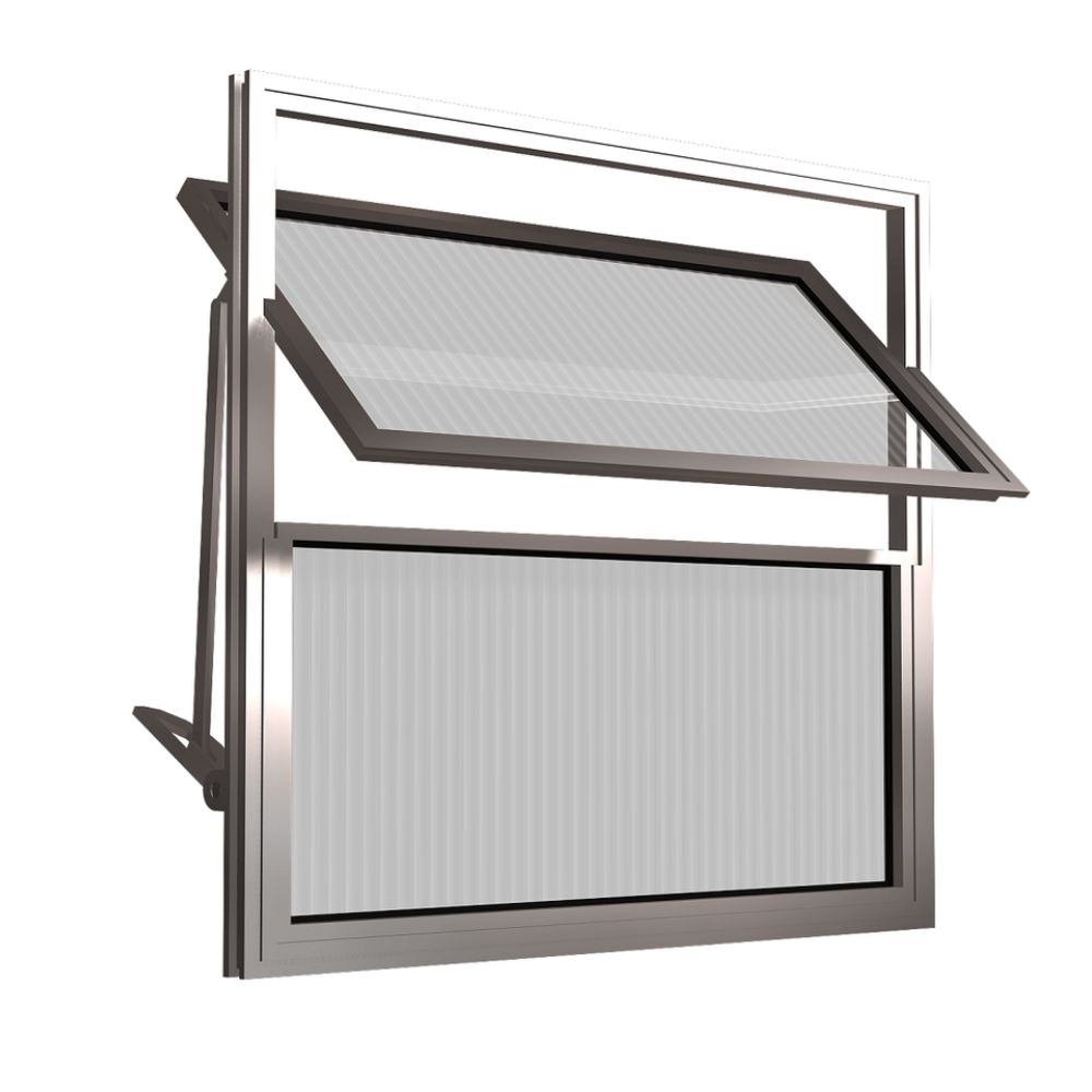 Basculante 2 Folhas 40X40 Vidro Canelado Natural Quality