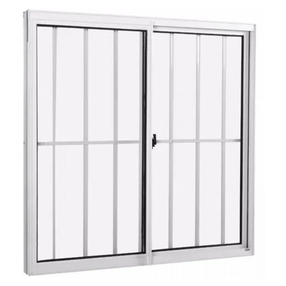 Janela De Alumínio Home 1X1M 2F C/Grade V/Liso Natural Quality