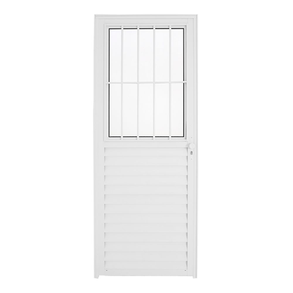 Porta Postigo 210X80 Home Vidro Liso L/Direito Branco Quality