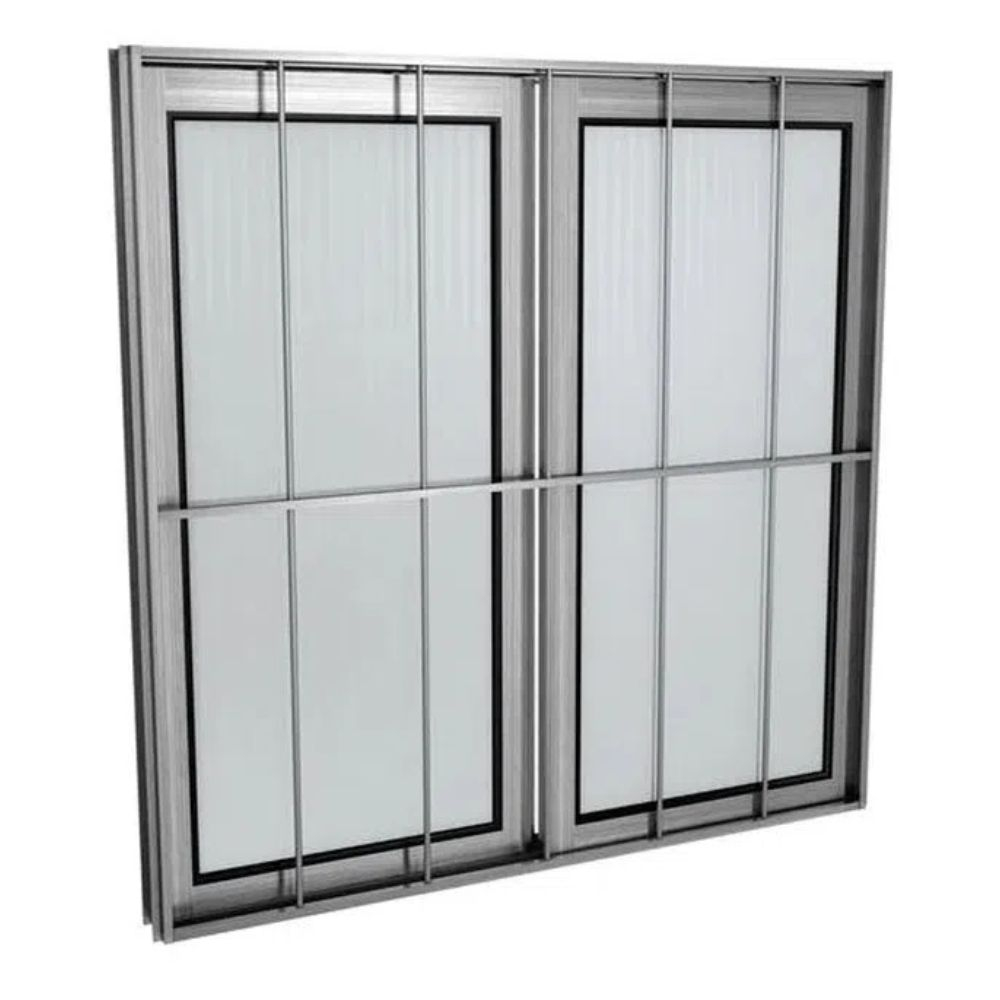 Janela 100X150 Home 2F C/Grade Vidro Canelado Natural Quality