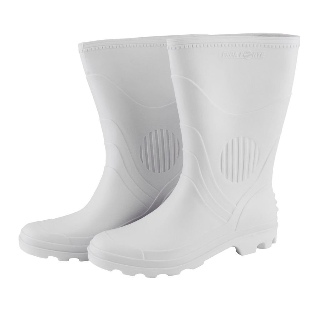 Bota Pvc N39 Cano Curto Branca Pega Forte
