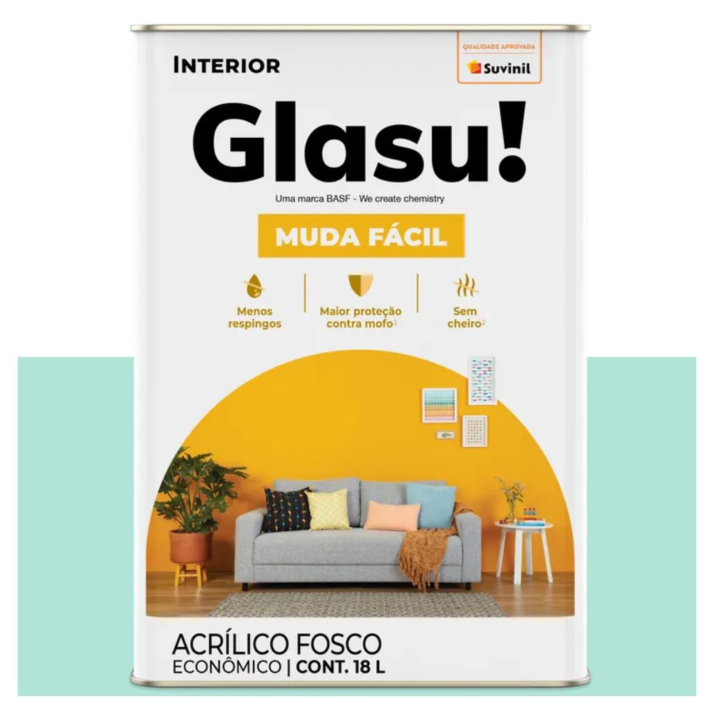 Tinta Econômica Muda Fácil Fosca Verde Piscina 18 Litros Suvinil Glasu