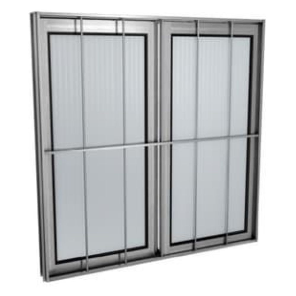 Janela Home 100X80 2F C/Grade Vidro Canelado Natural Quality