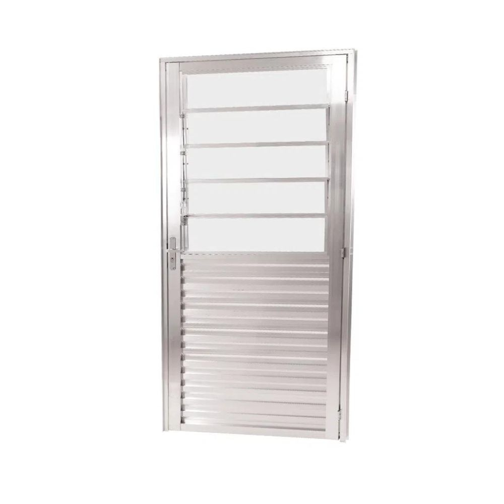Porta Quality Postigo 210X90Cm Home Canelado Esquerdo Natural