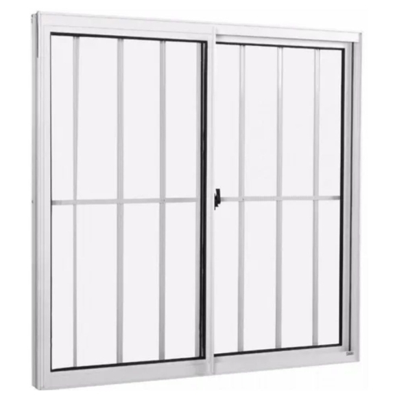 Janela Quality 1X80 Home 2 Folhas Grade Vidro Liso Branca 