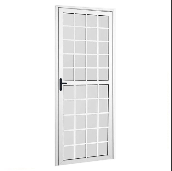 Porta Topmix Quadriculada 210X120 2 Folhas Vidro Liso Branco