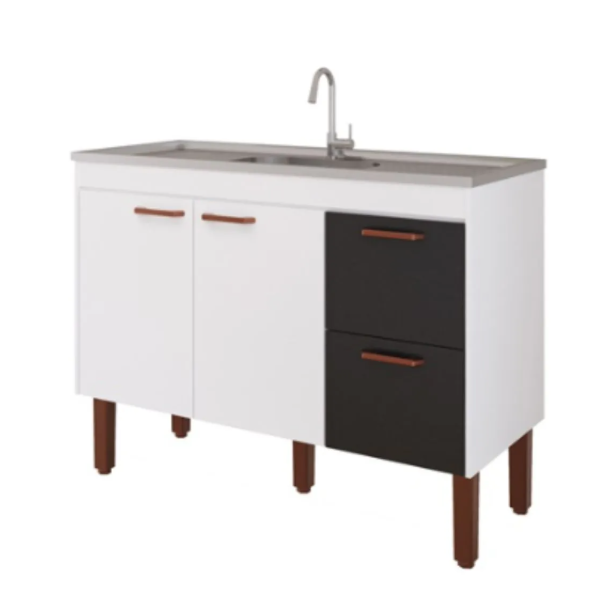 Gabinete Mgm Slim Cozinha 1.74M Branco/Preto