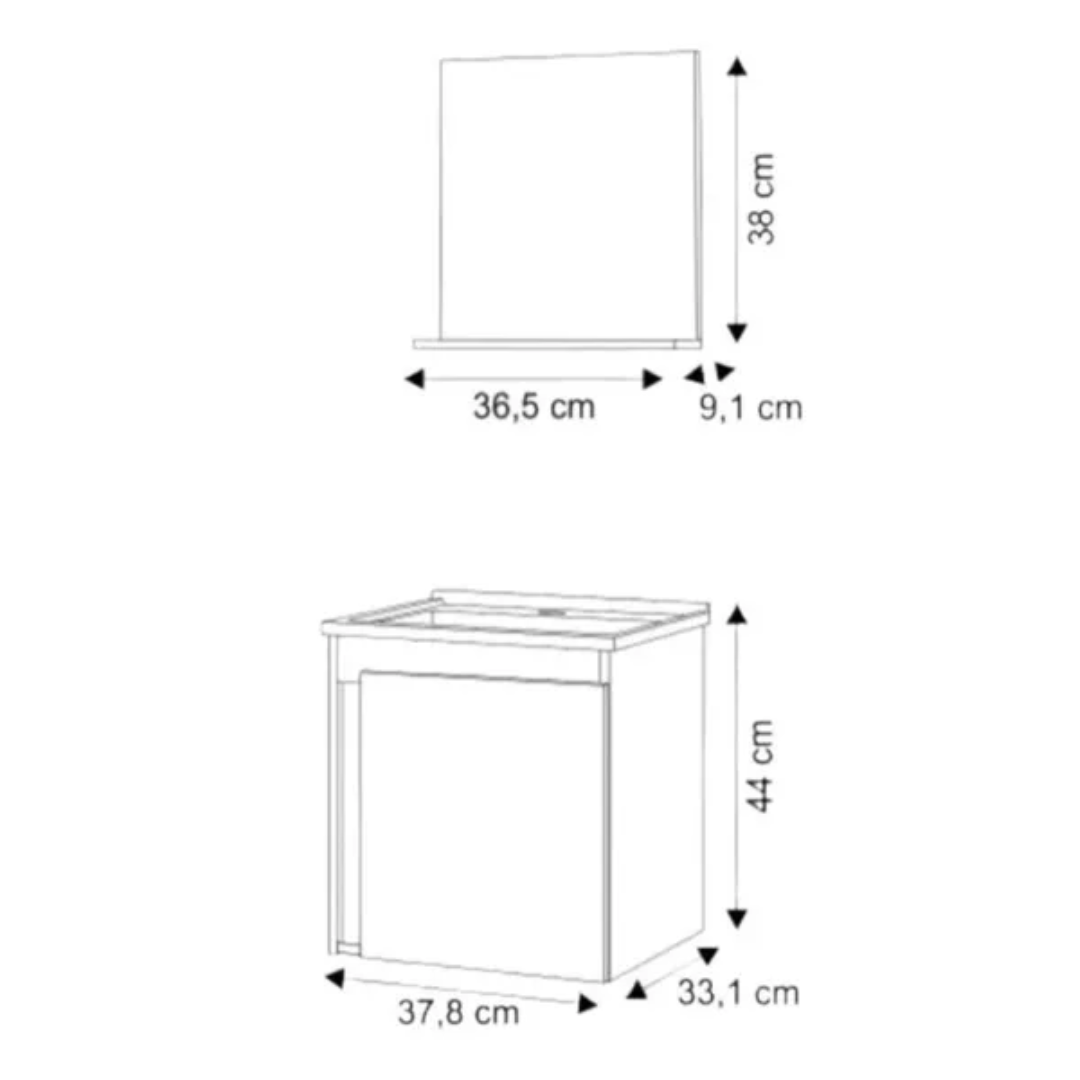 Kit Gabinete Cozimax Onix 40 Cm Preto
