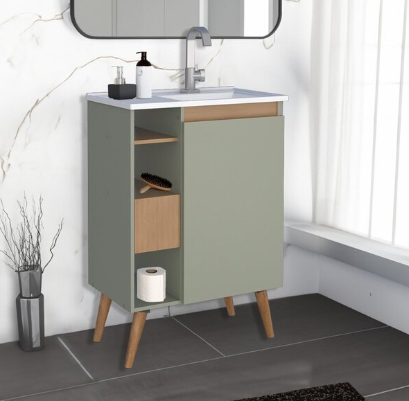 Gabinete Cozimax Lótus Sem Espelho 60Cm Jequitibá Verde
