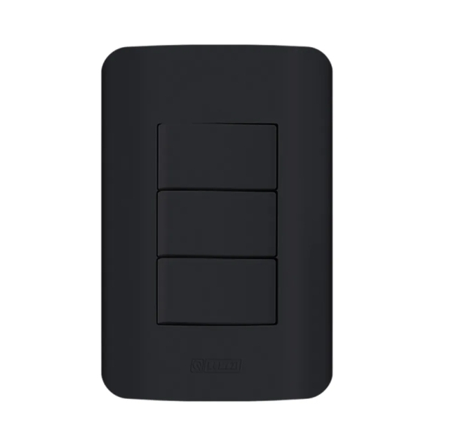 Interruptor Romazi Canoa 3 Simples 10A Preto