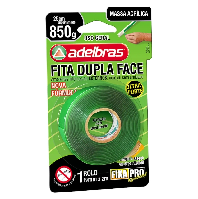 Fita Adelbras Dupla Face Massa Acrílica 19Mmx2M