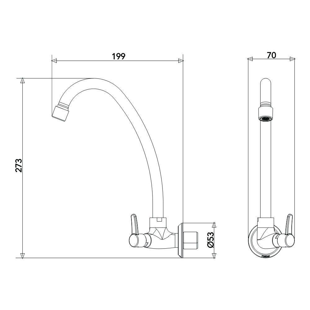 Torneira De Cozinha Meber Essence C14 Parede 1187 Cromado