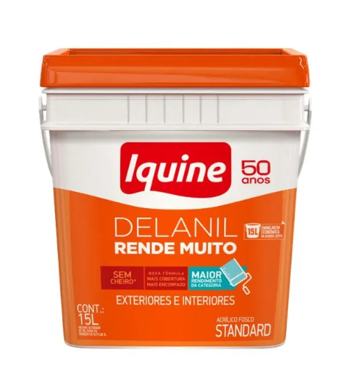 Tinta Iquine Delanil Acrílica Fosco Branco Retangular 15L